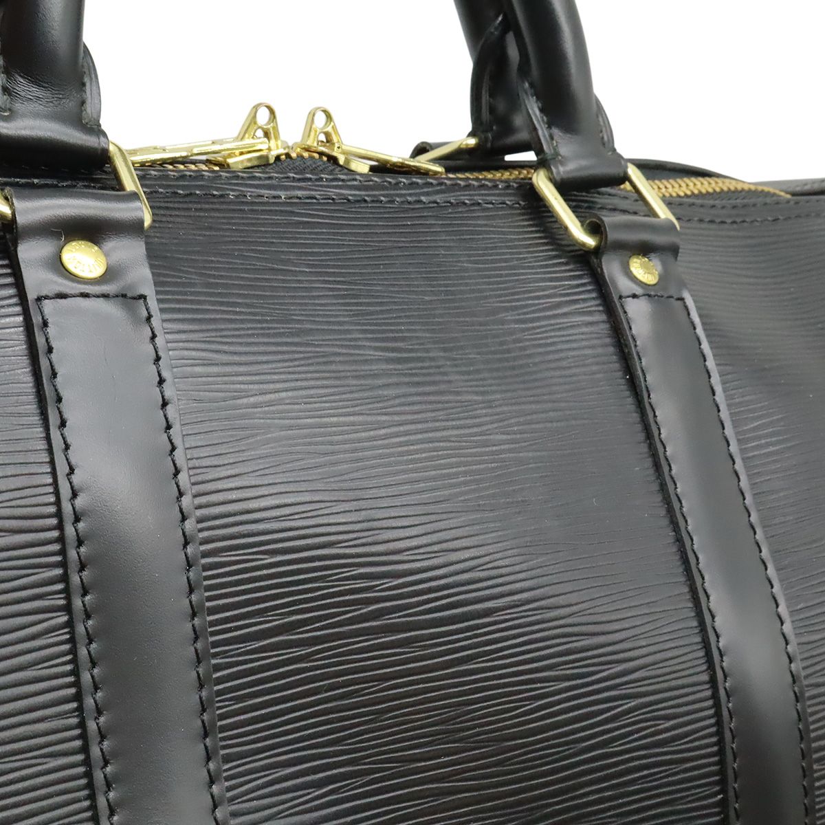 Louis Vuitton Epi Keepall 55 Boston Bag Purse Leather Noir Black — view 7