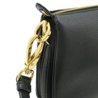 Prada Vitello Daino Logo Shoulder Bag Striped Bag 2-Way Clutch Leather Nero — view 4