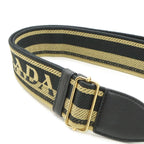 Prada Vitello Daino Logo Shoulder Bag Striped Bag 2-Way Clutch Leather Nero — view 5