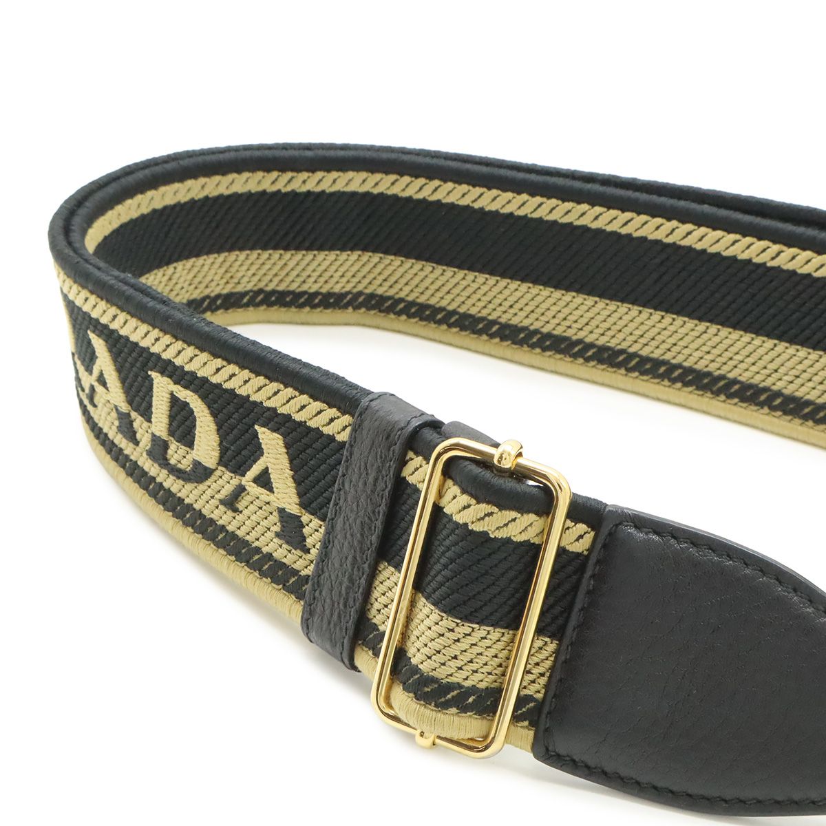 Prada Vitello Daino Logo Shoulder Bag Striped Bag 2-Way Clutch Leather Nero — view 5