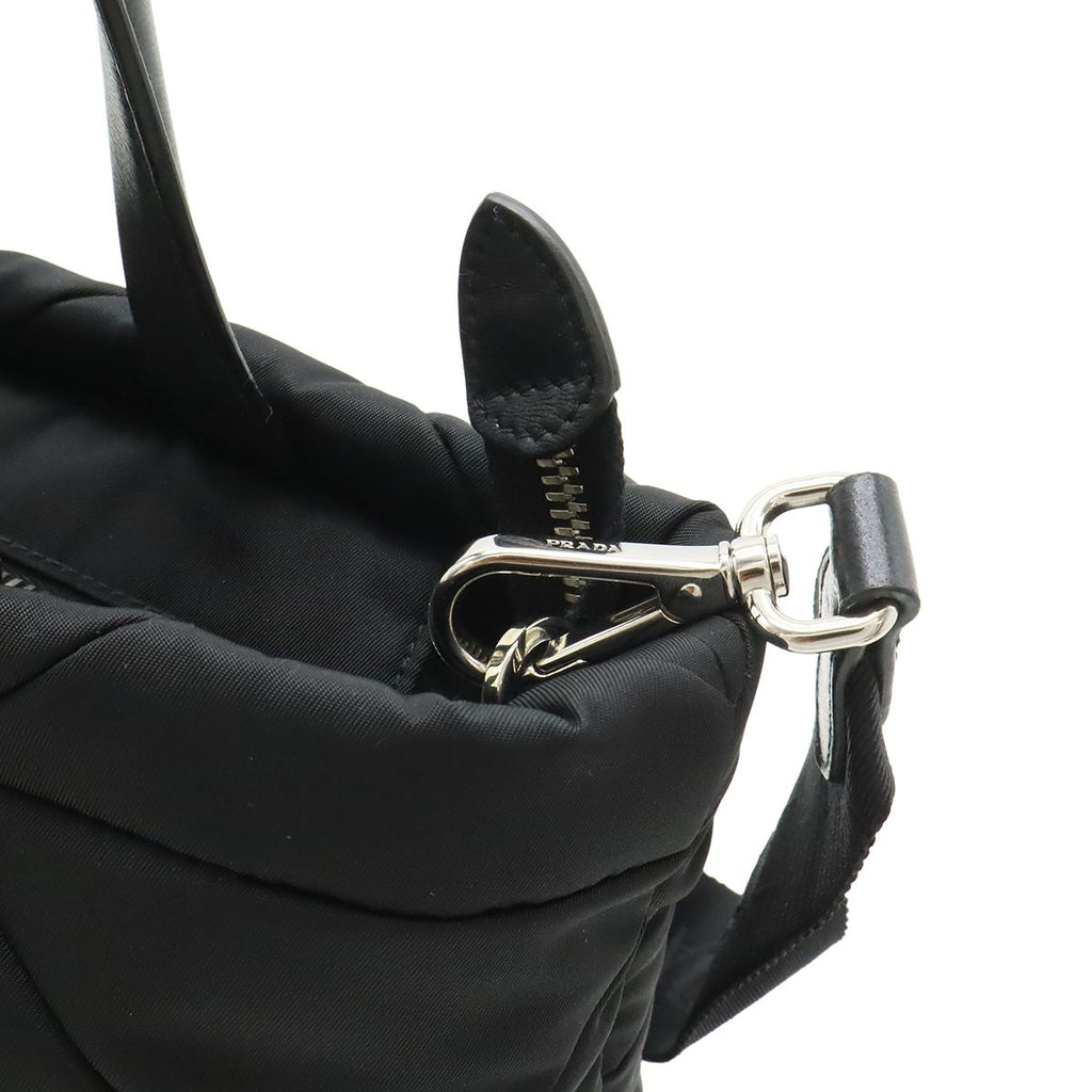 Prada Small Padded Tote / 2-Way Shoulder Bag / Nylon / Leather / Nero Black / — view 8