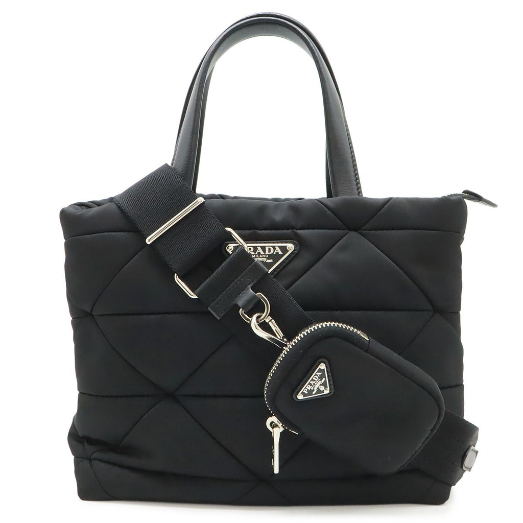 Prada Small Padded Tote / 2-Way Shoulder Bag / Nylon / Leather / Nero Black /