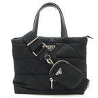 Prada Small Padded Tote / 2-Way Shoulder Bag / Nylon / Leather / Nero Black /