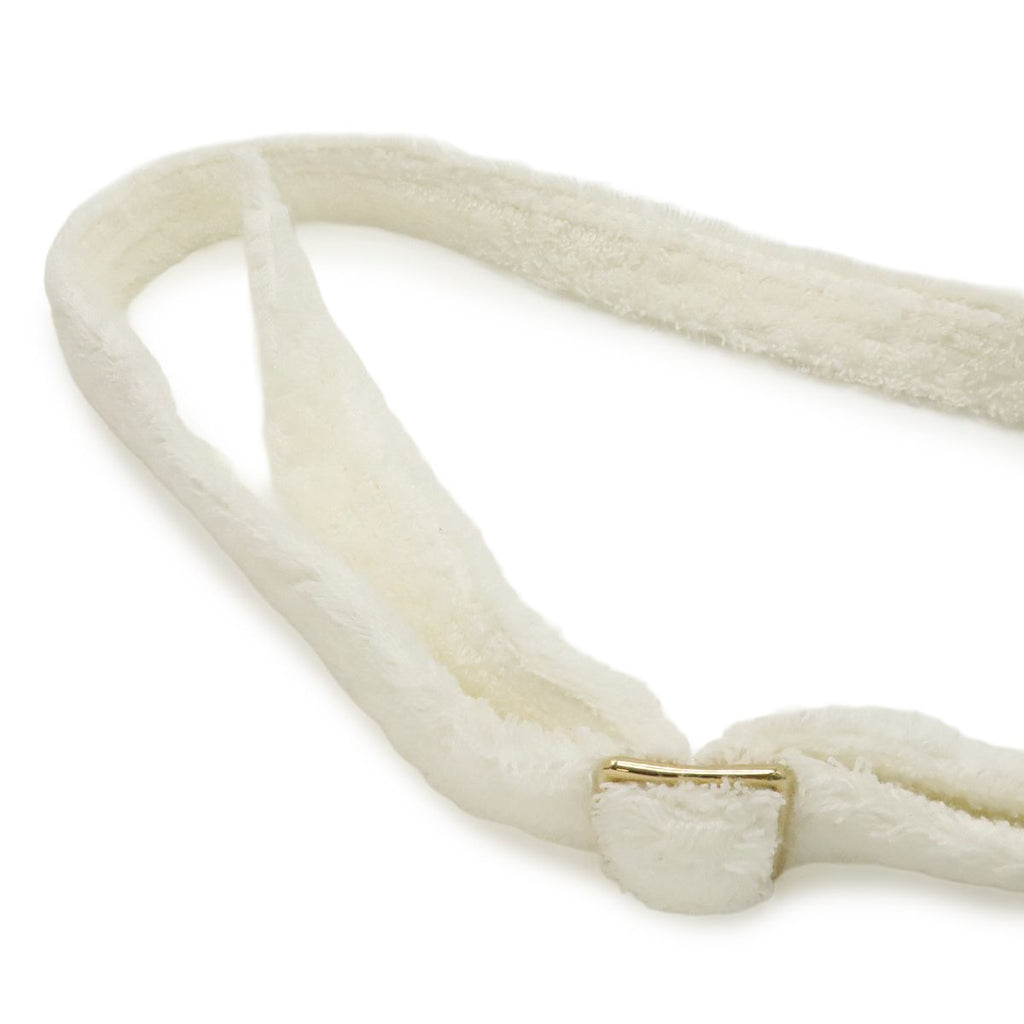Hermes Shoulder Bag Drawstring Leopard Print Embroidery Cotton Pile White — view 5