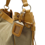 Prada Logo Jacquard Shoulder Bag Single Crossbody Canvas Leather Khaki Beige — view 6