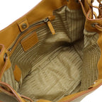 Prada Logo Jacquard Shoulder Bag Single Crossbody Canvas Leather Khaki Beige — view 5