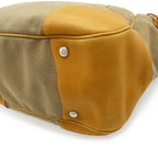 Prada Logo Jacquard Shoulder Bag Single Crossbody Canvas Leather Khaki Beige — view 3
