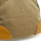 Prada Logo Jacquard Shoulder Bag Single Crossbody Canvas Leather Khaki Beige — view 7