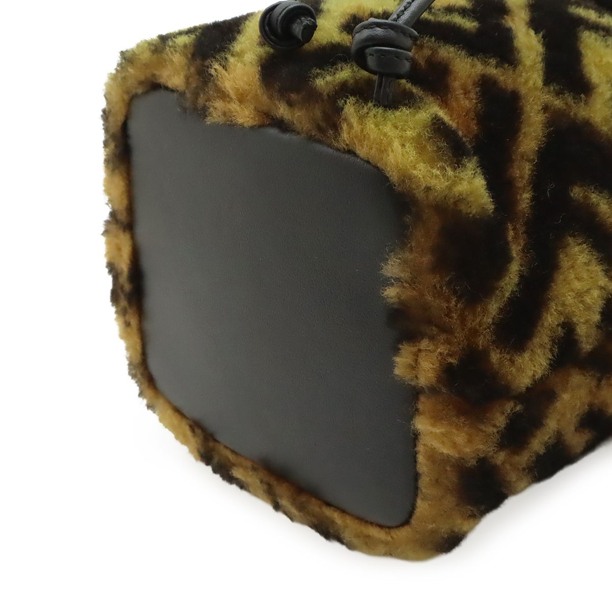 Fendi Zucca Montresor Mini Bucket Bag Drawstring Fur Leather Brown — view 3