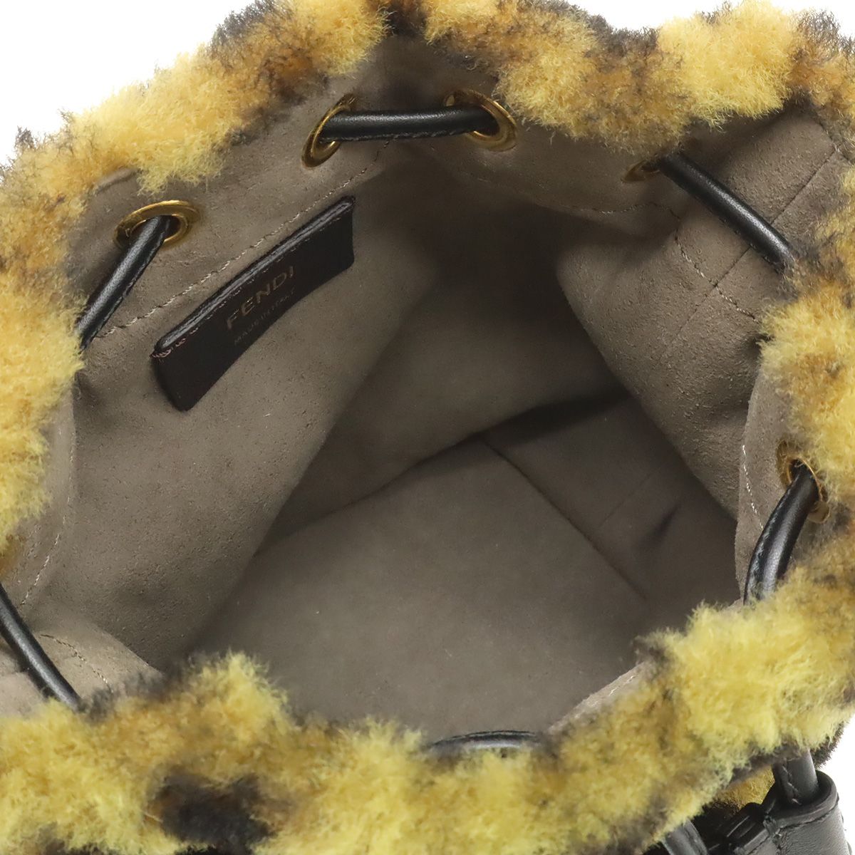 Fendi Zucca Montresor Mini Bucket Bag Drawstring Fur Leather Brown — view 8