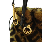Fendi Zucca Montresor Mini Bucket Bag Drawstring Fur Leather Brown — view 4