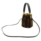 Fendi Zucca Montresor Mini Bucket Bag Drawstring Fur Leather Brown — view 2