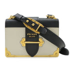 Prada Cahier Shoulder Bag / Pochette / 2-Way Clutch with Studs Leather Talco