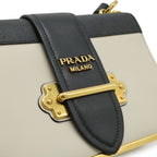 Prada Cahier Shoulder Bag / Pochette / 2-Way Clutch with Studs Leather Talco — view 8