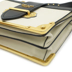 Prada Cahier Shoulder Bag / Pochette / 2-Way Clutch with Studs Leather Talco — view 3