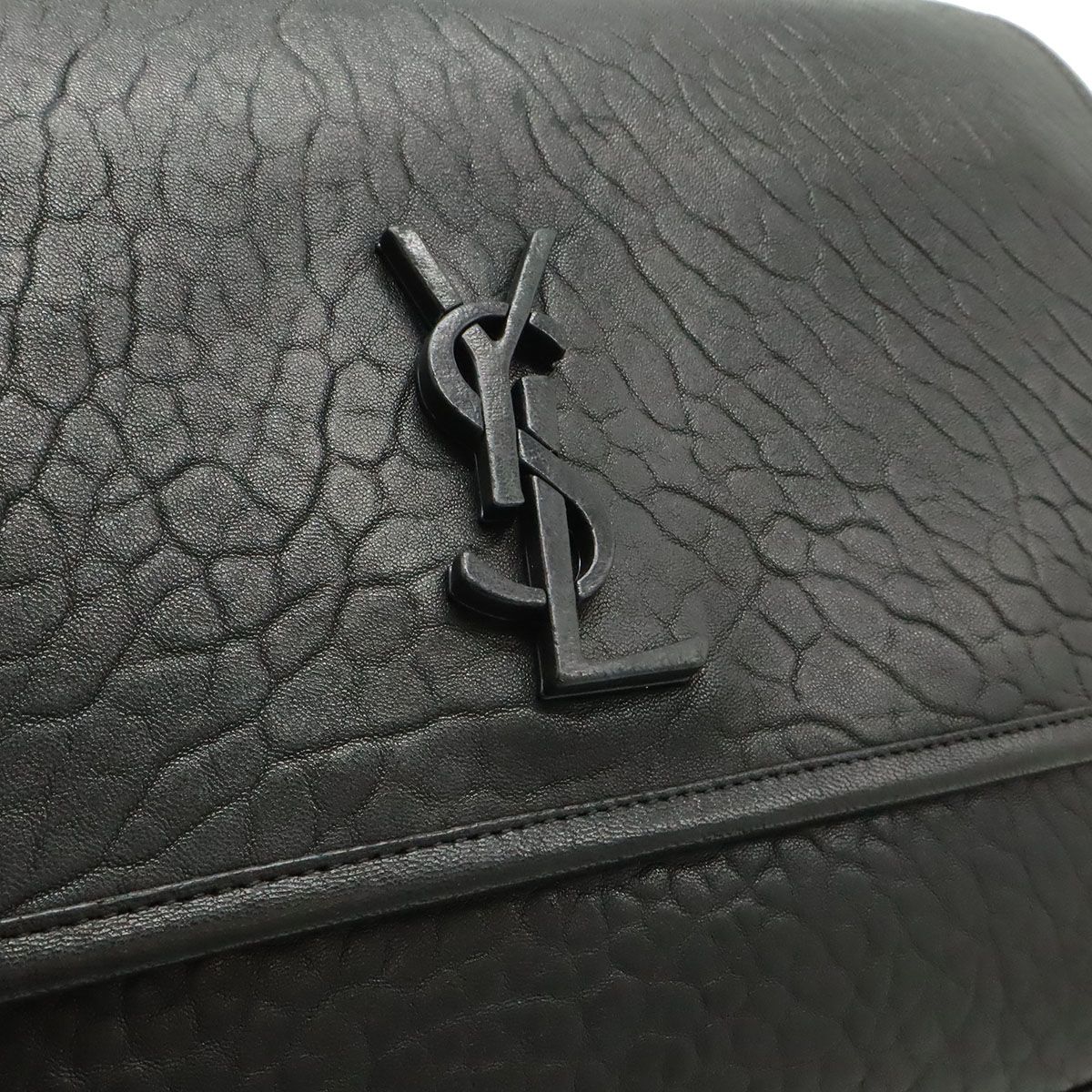 Saint Laurent Paris YSL Niki Shoulder Bag Gray Leather Black — view 8