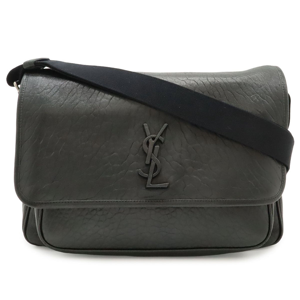 Saint Laurent Paris YSL Niki Shoulder Bag Gray Leather Black