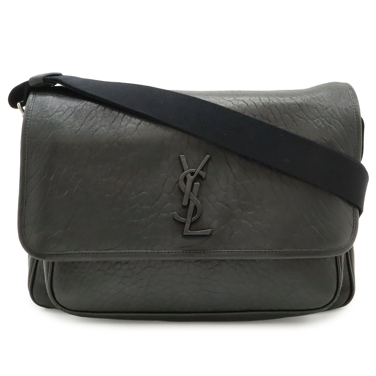 Saint Laurent Paris YSL Niki Shoulder Bag Gray Leather Black