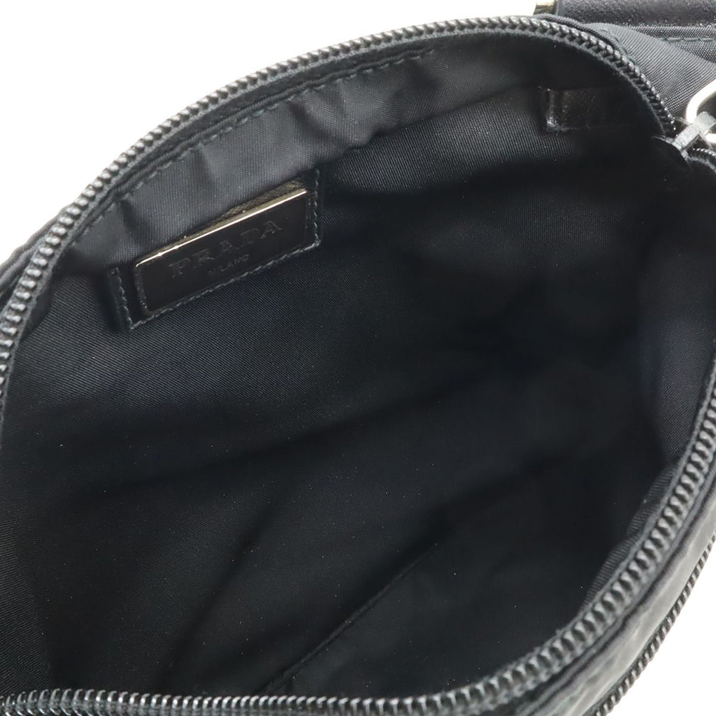 Prada Triangle Logo Shoulder Bag / Nylon / Leather / Nero Black / Silver — view 7