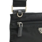 Prada Triangle Logo Shoulder Bag / Nylon / Leather / Nero Black / Silver — view 4