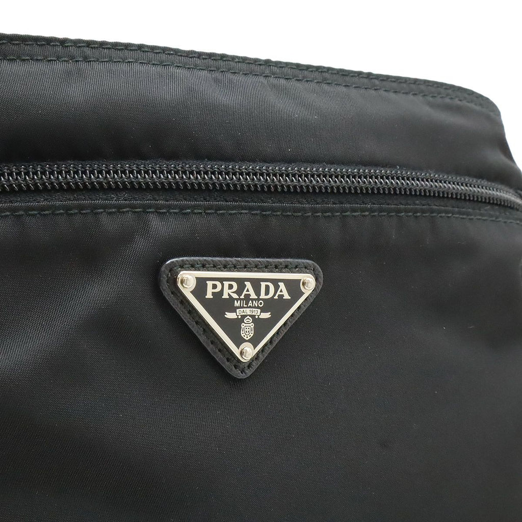 Prada Triangle Logo Shoulder Bag / Nylon / Leather / Nero Black / Silver — view 8