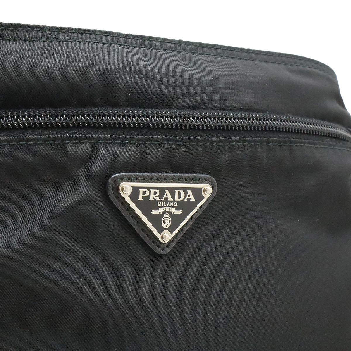 Prada Triangle Logo Shoulder Bag / Nylon / Leather / Nero Black / Silver — view 8