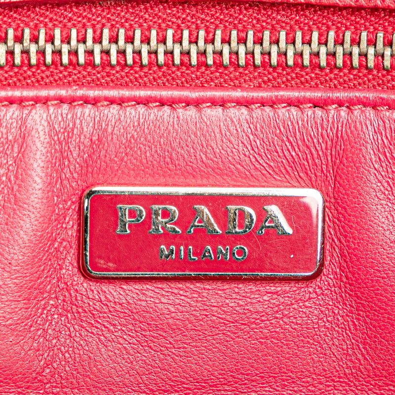 Prada Crossbody Chain Shoulder Bag Pink Saffiano Leather — view 9