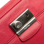 Prada Crossbody Chain Shoulder Bag Pink Saffiano Leather — view 8