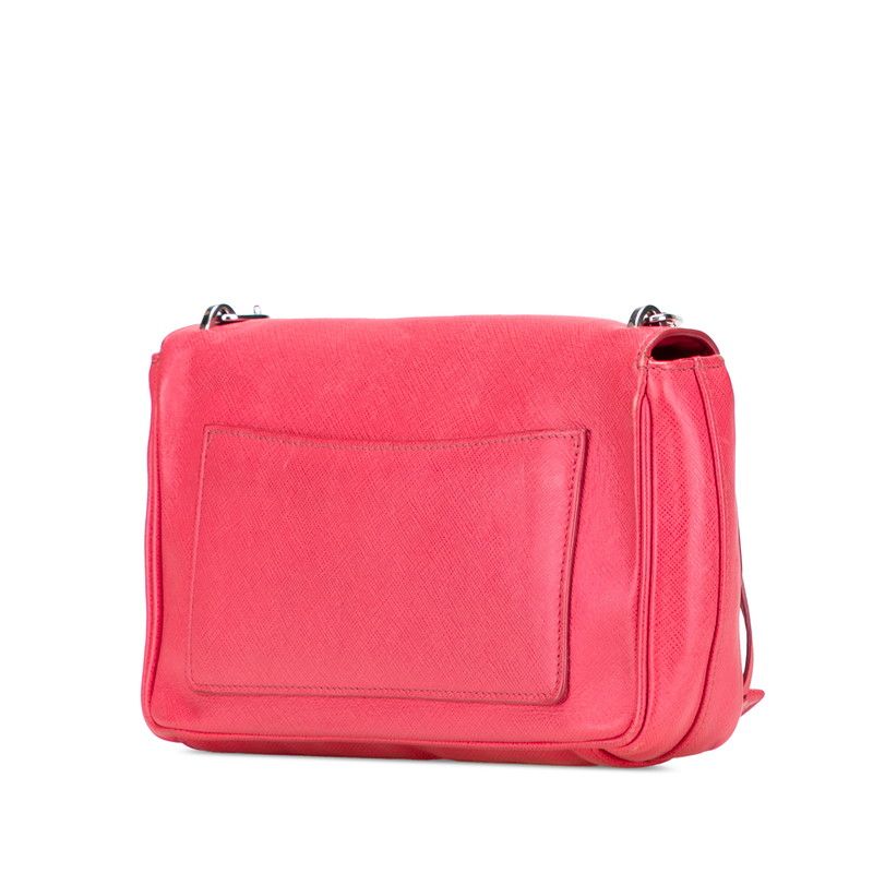 Prada Crossbody Chain Shoulder Bag Pink Saffiano Leather — view 2