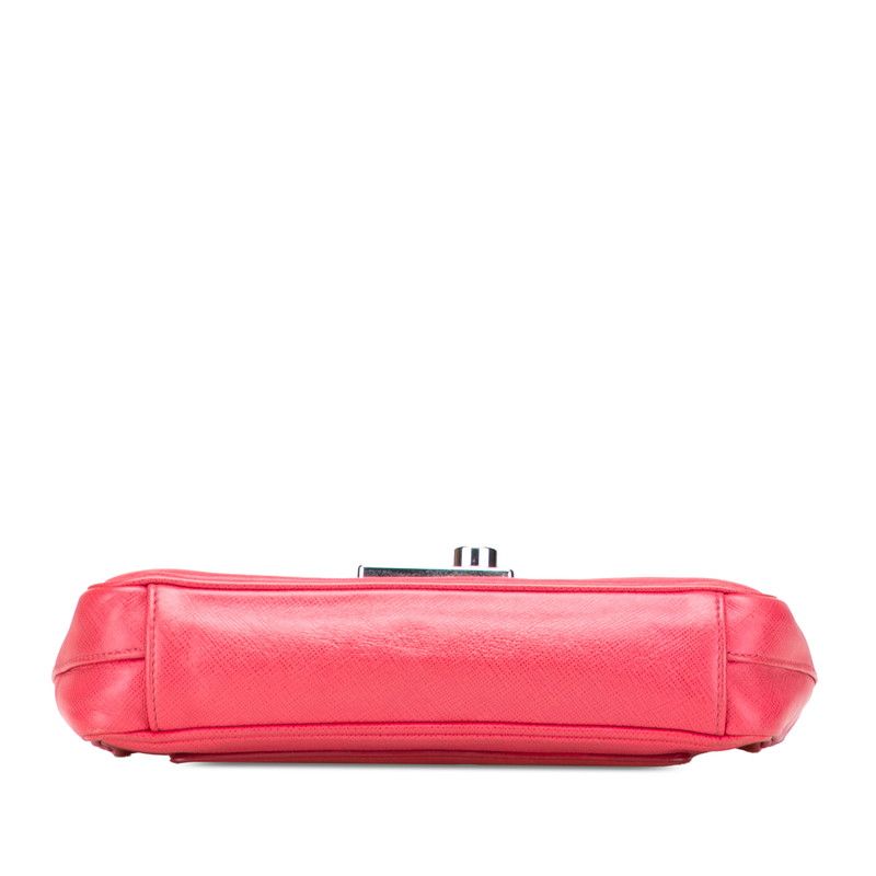 Prada Crossbody Chain Shoulder Bag Pink Saffiano Leather — view 3