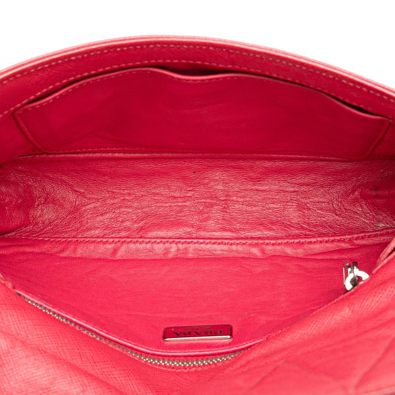 Prada Crossbody Chain Shoulder Bag Pink Saffiano Leather — view 6