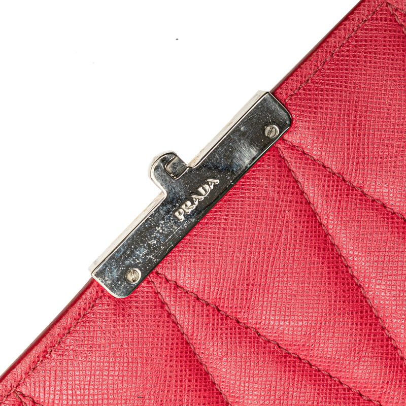 Prada Crossbody Chain Shoulder Bag Pink Saffiano Leather — view 7