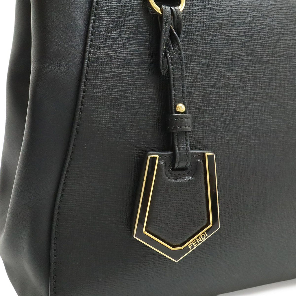 Fendi Petite Tote 2-Way Shoulder Bag Leather Black Gold — view 9