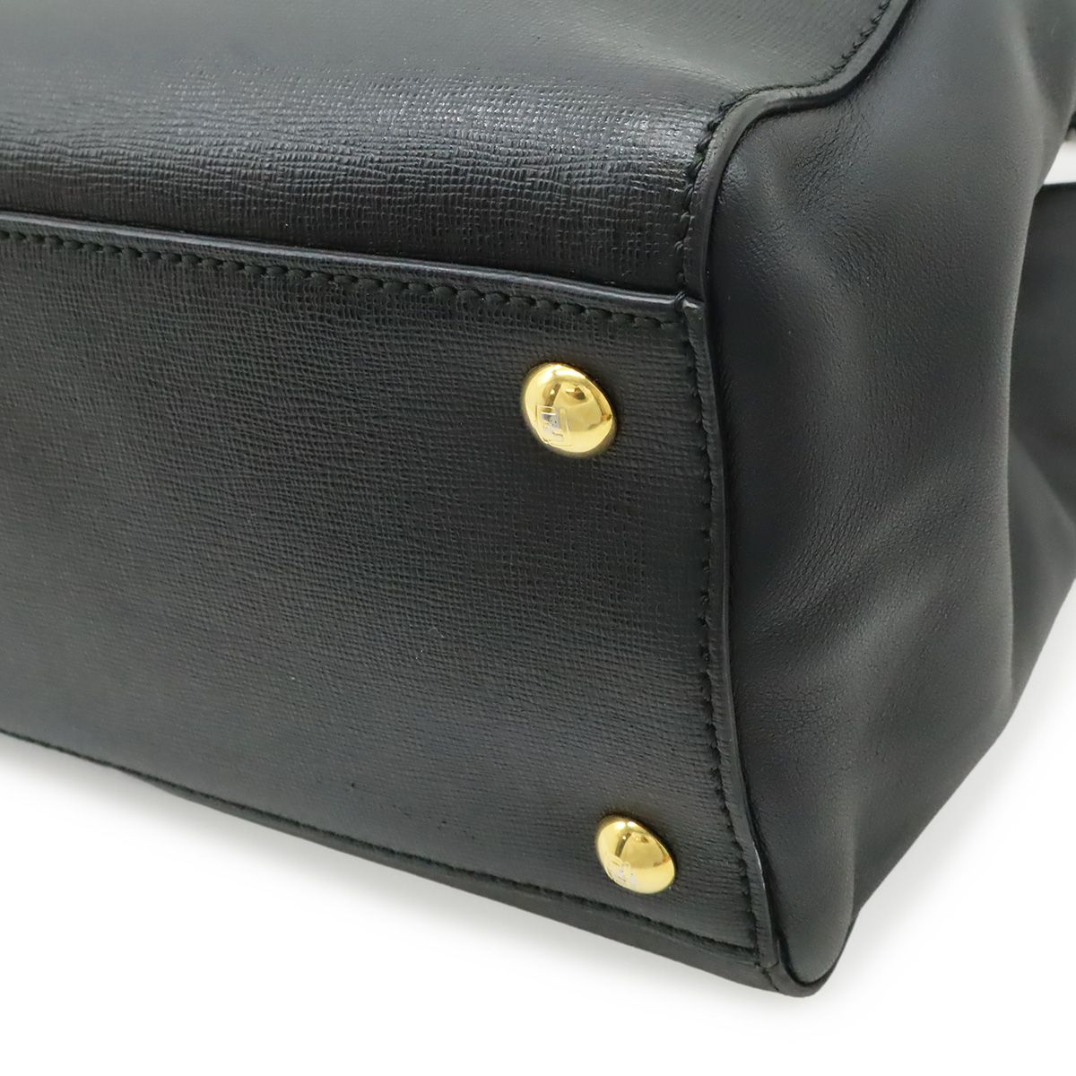 Fendi Petite Tote 2-Way Shoulder Bag Leather Black Gold — view 3
