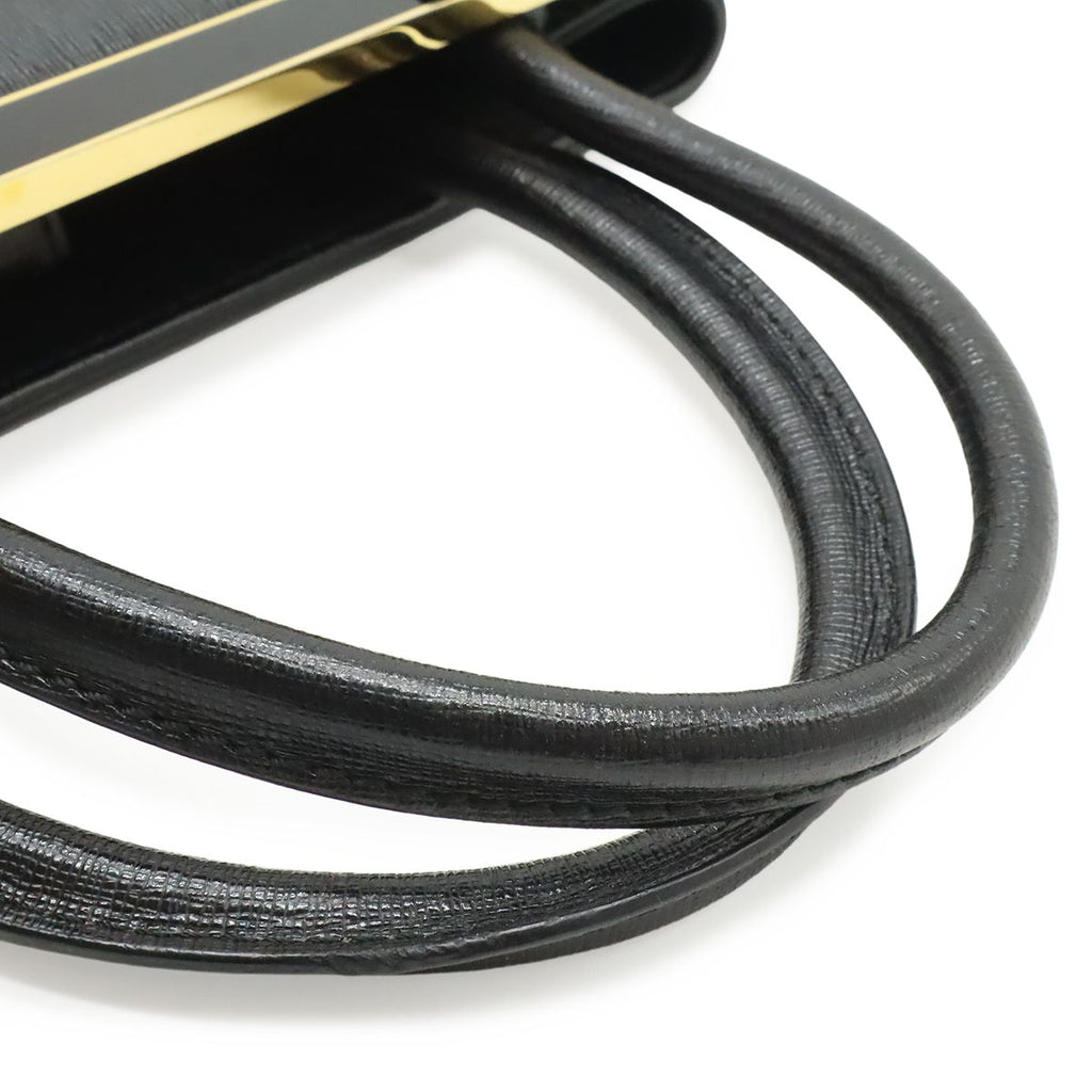 Fendi Petite Tote 2-Way Shoulder Bag Leather Black Gold — view 6