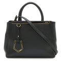 Fendi Petite Tote 2-Way Shoulder Bag Leather Black Gold