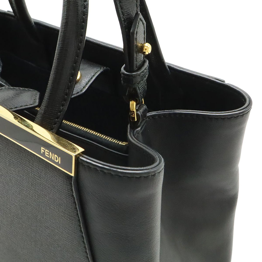 Fendi Petite Tote 2-Way Shoulder Bag Leather Black Gold — view 5