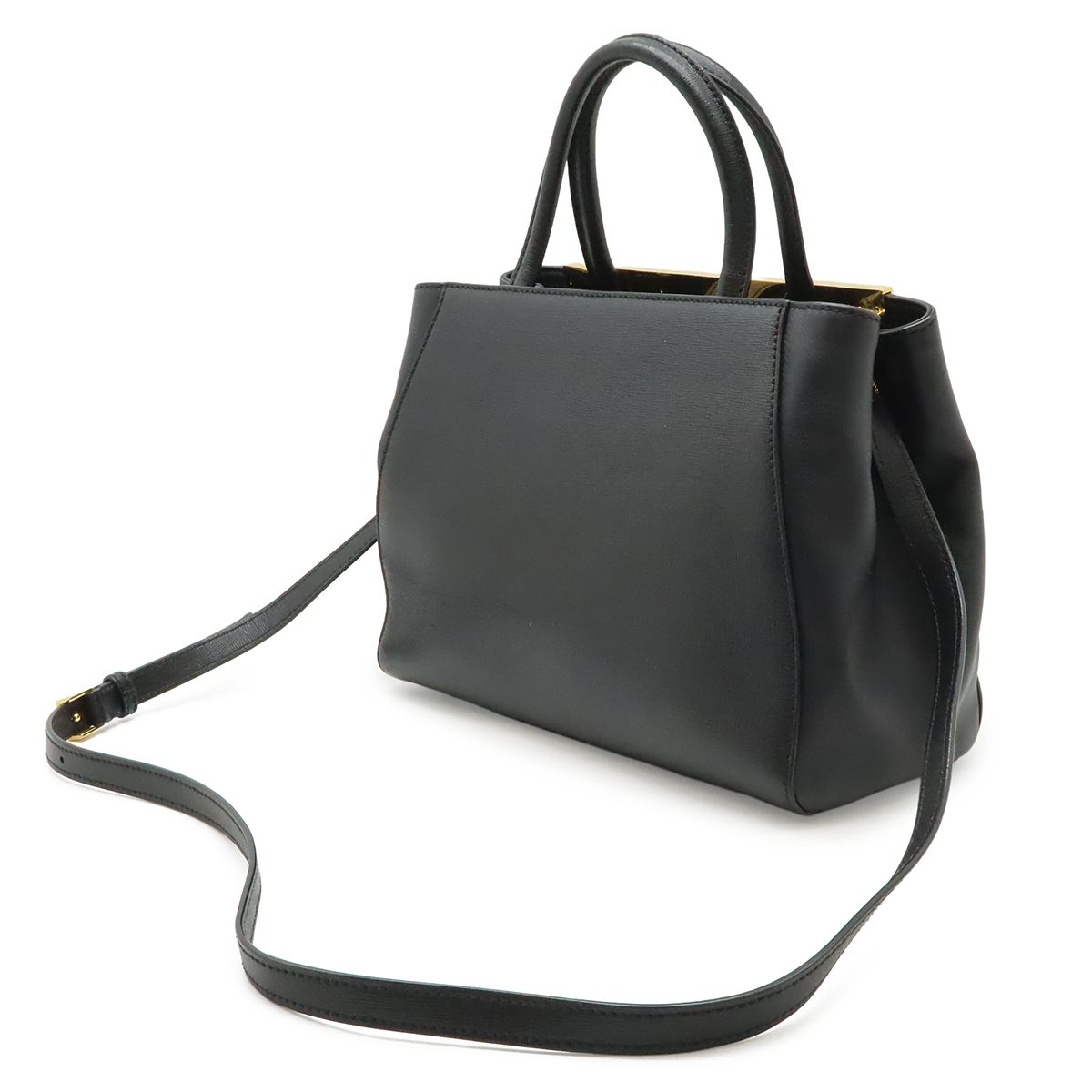 Fendi Petite Tote 2-Way Shoulder Bag Leather Black Gold — view 2