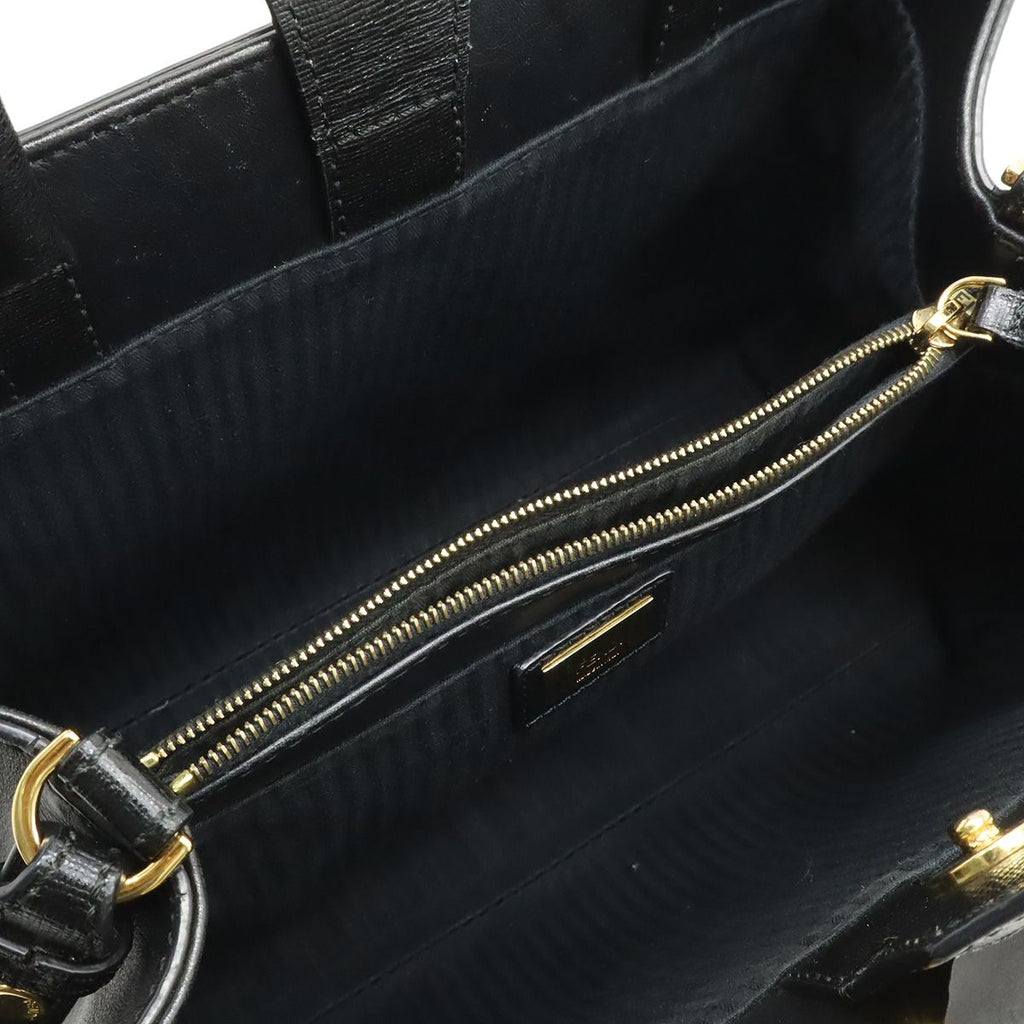 Fendi Petite Tote 2-Way Shoulder Bag Leather Black Gold — view 7