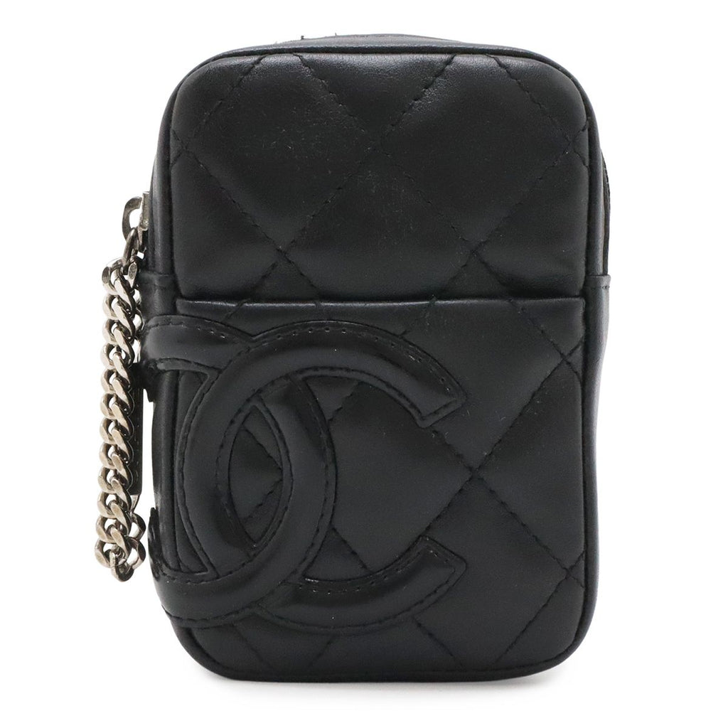 Chanel Cambon Line Cigarette Case Tobacco Iqos Pouch Leather Enamel Black Pink
