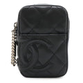 Chanel Cambon Line Cigarette Case Tobacco Iqos Pouch Leather Enamel Black Pink