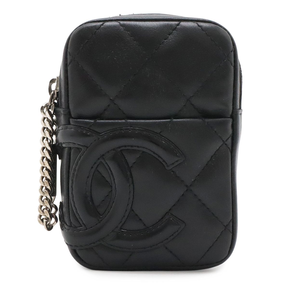 Chanel Cambon Line Cigarette Case Tobacco Iqos Pouch Leather Enamel Black Pink