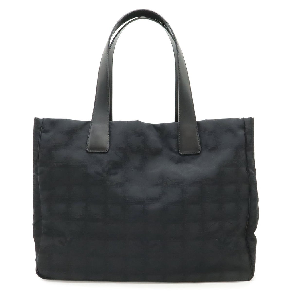 Chanel New Travel Line Tote Shoulder Bag Nylon Jacquard Lame Black