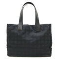 Chanel New Travel Line Tote Shoulder Bag Nylon Jacquard Lame Black