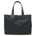 Chanel New Travel Line Tote Shoulder Bag Nylon Jacquard Lame Black