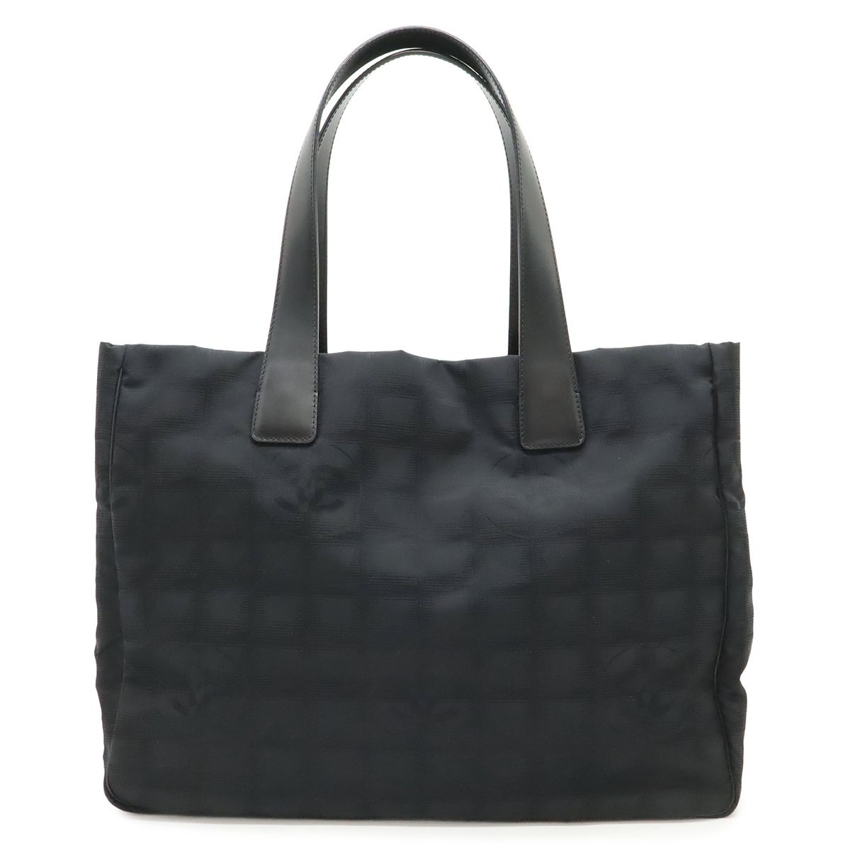 Chanel New Travel Line Tote Shoulder Bag Nylon Jacquard Lame Black