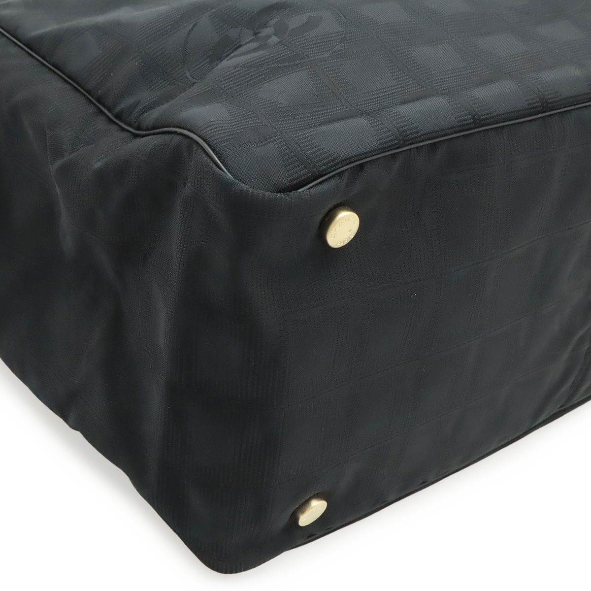 Chanel New Travel Line Tote Shoulder Bag Nylon Jacquard Lame Black — view 3