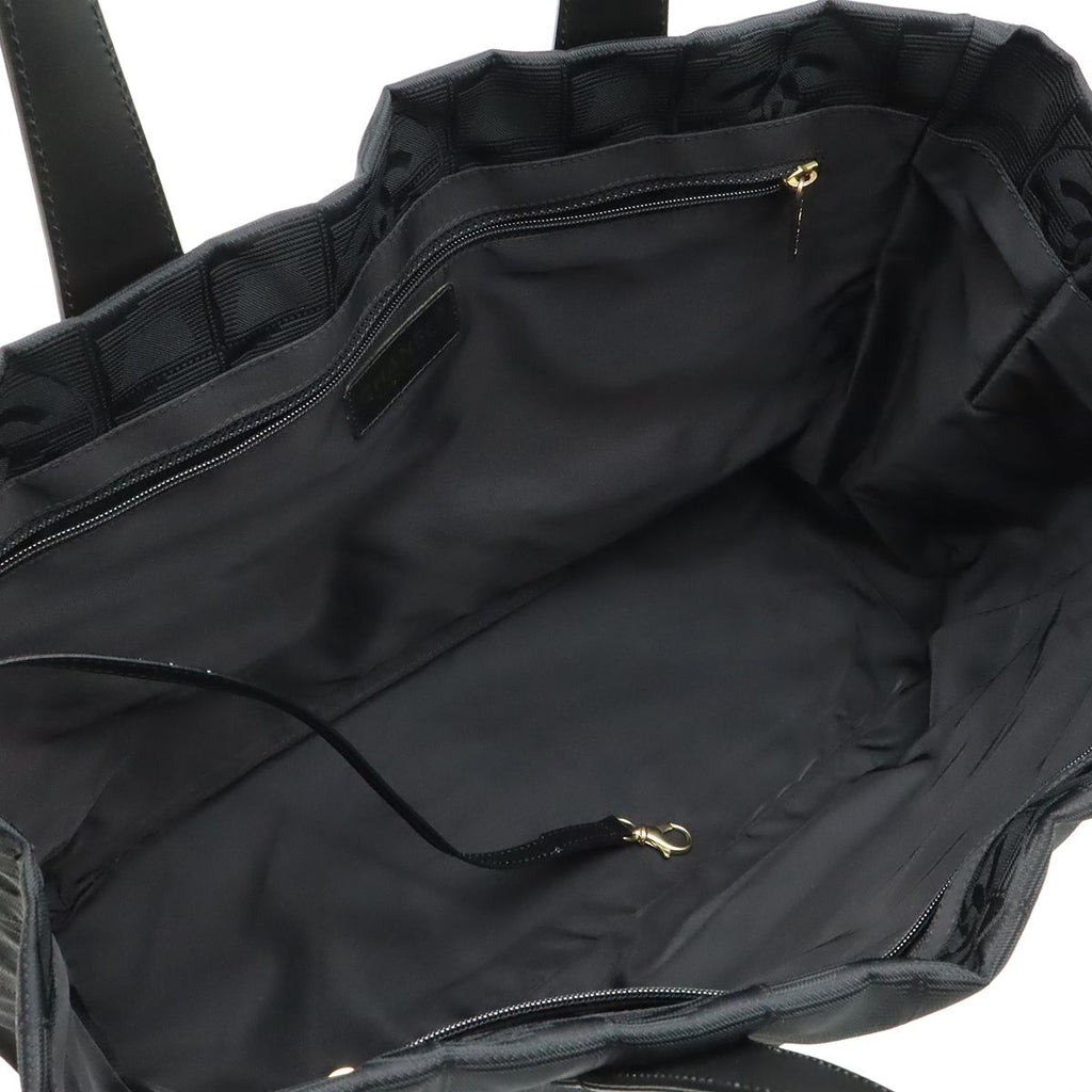 Chanel New Travel Line Tote Shoulder Bag Nylon Jacquard Lame Black — view 6
