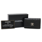 Chanel Camellia CC Logo Key Case Leather Black Silver Key Holder — view 8