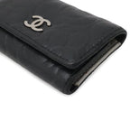 Chanel Camellia CC Logo Key Case Leather Black Silver Key Holder — view 3